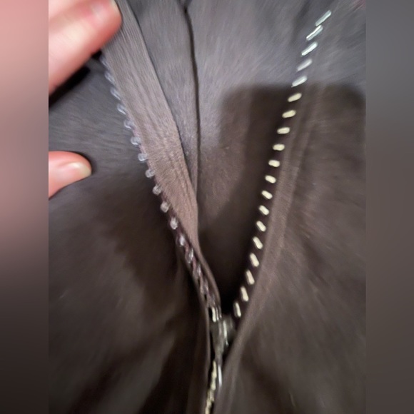 Bijou Jeans size large dark brown hooded sweater rhinestone zip front - Picture 9 of 14